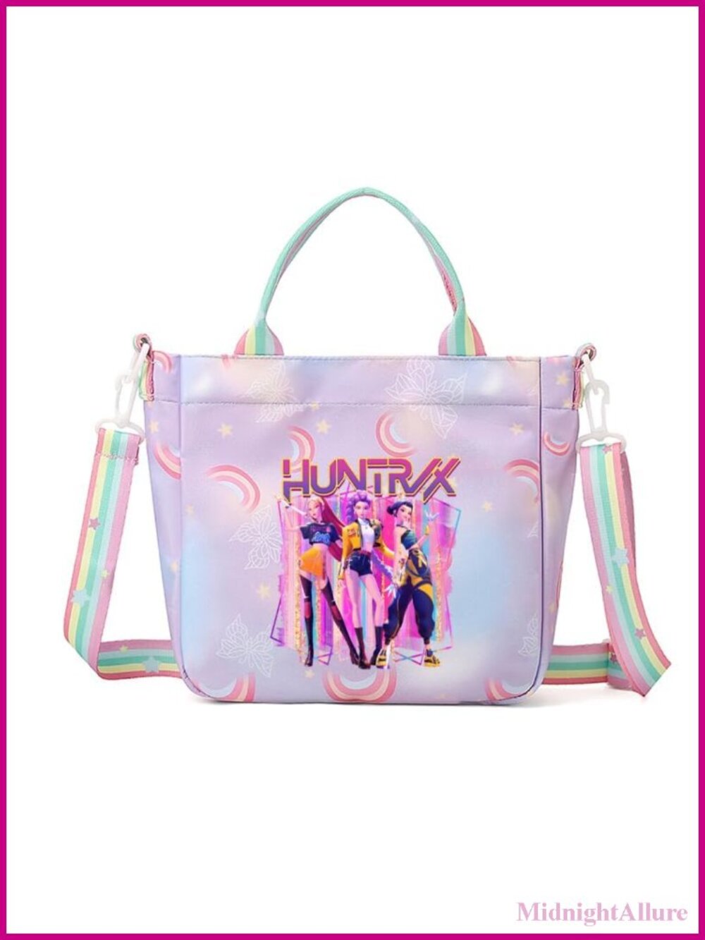 Nylon Crossbody Bag Cartoon Pattern Detachable Strap Lightweight Satchel